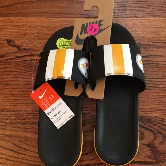 steelers nike slides